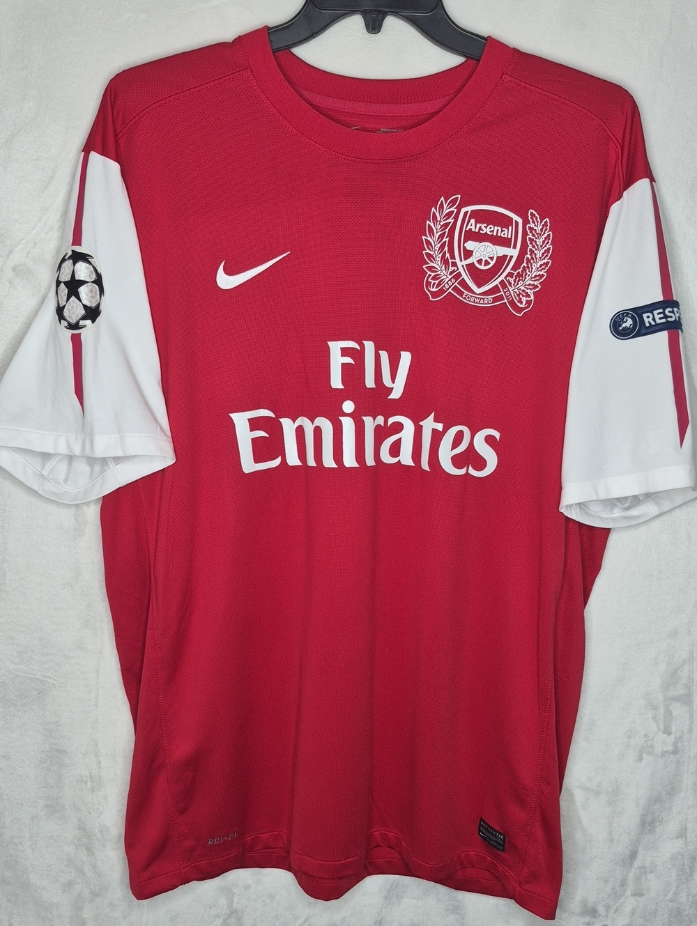 Nike Arsenal FC Fly Emirates Borracho‎ 3 Soccer Jersey Red White XXL